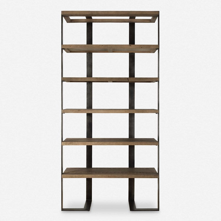 Uttermost Felix Reclaimed Wood and Oxidized Black Iron Etagere - Image 2