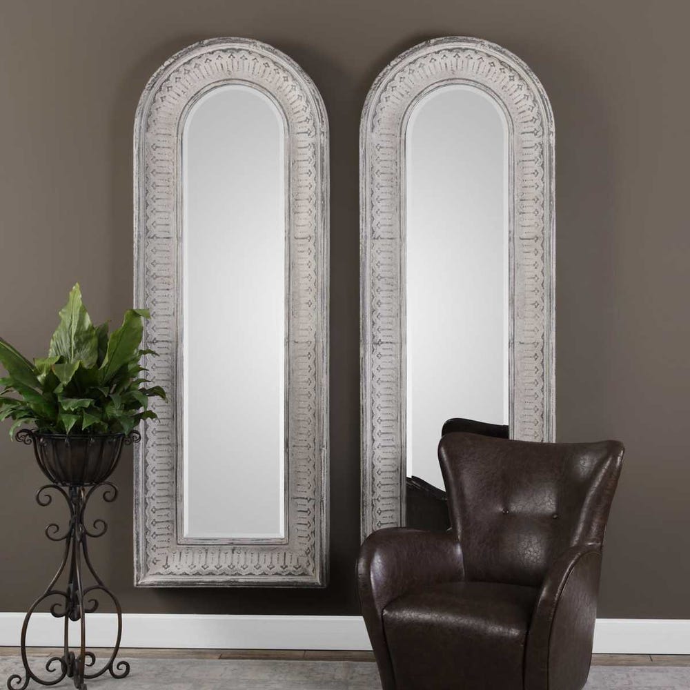 Uttermost Argenton Distressed Ivory Wash Arch Mirror - Image 2