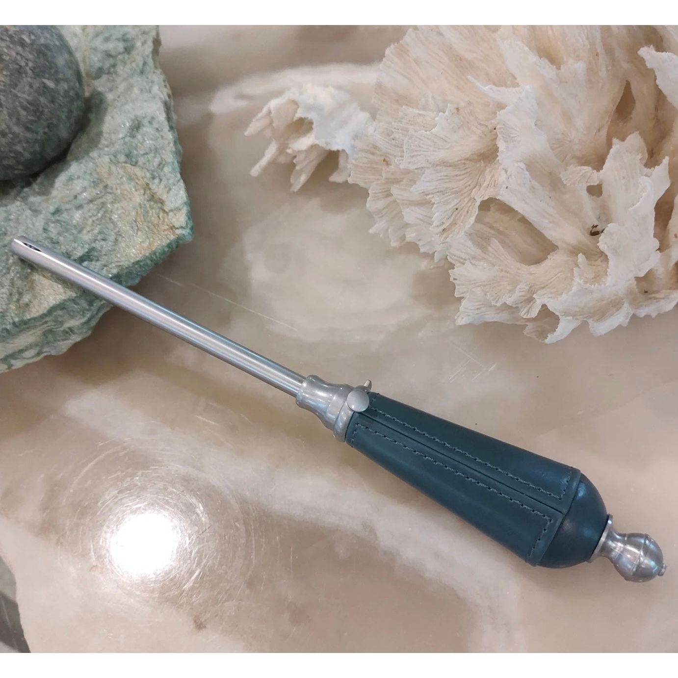Social Light Oxford Spring Collection Glacial Green Leather Decorative Lighter Butane Refillable - Image 2