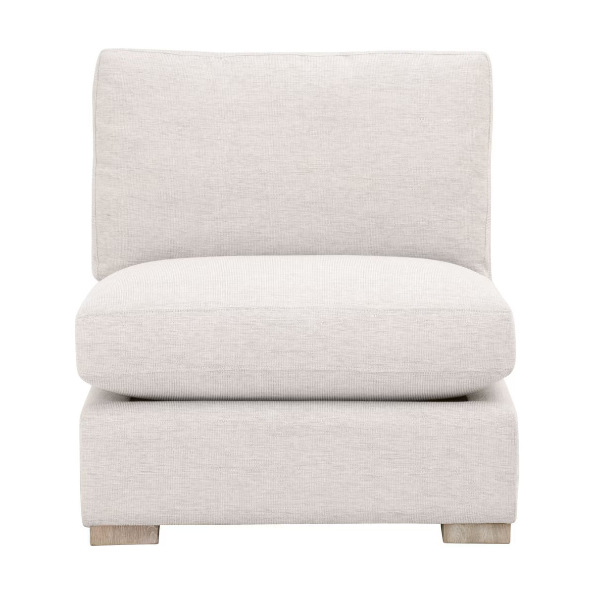 Essentials For Living Clara Modular 1-Seat Armless Chair ~ Performance Stone Basketweave With Natural Gray Oak
