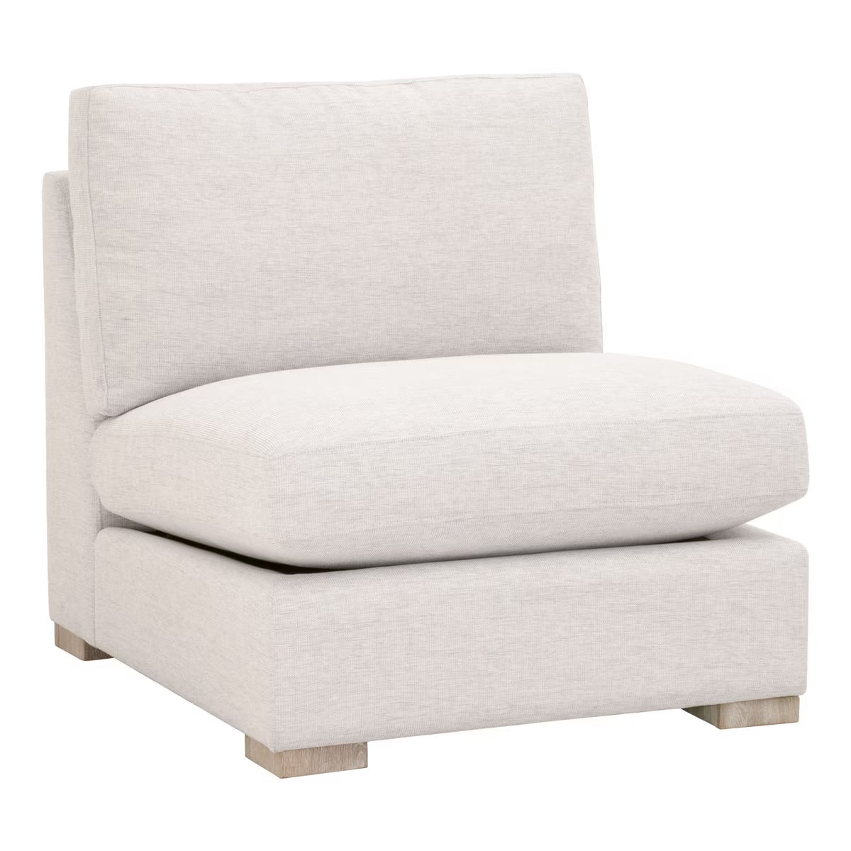 Essentials For Living Clara Modular 1-Seat Armless Chair ~ Performance Stone Basketweave With Natural Gray Oak - Image 2