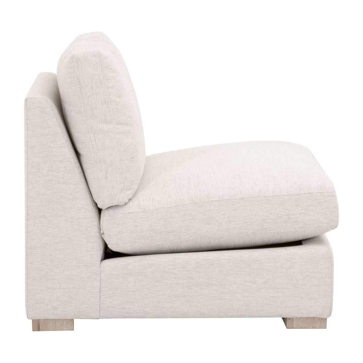 Essentials For Living Clara Modular 1-Seat Armless Chair ~ Performance Stone Basketweave With Natural Gray Oak - Image 3