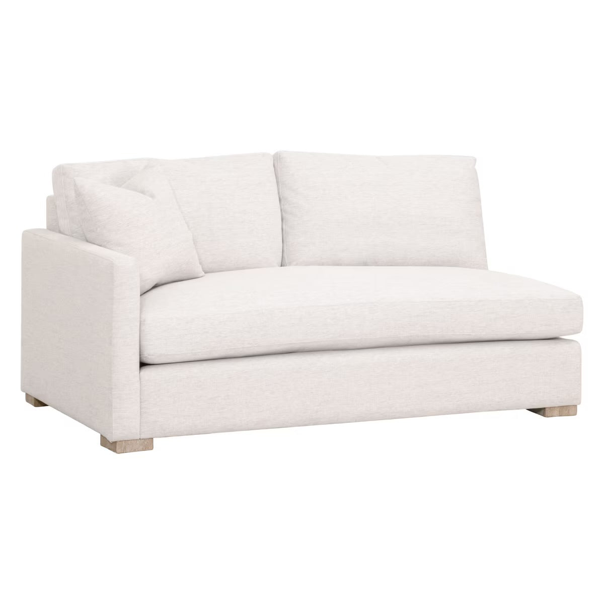 Essentials For Living Clara Modular 2-Seat Left Slim Arm Sofa ~ Performance Stone Basketweave, Natural Gray Oak - Image 2