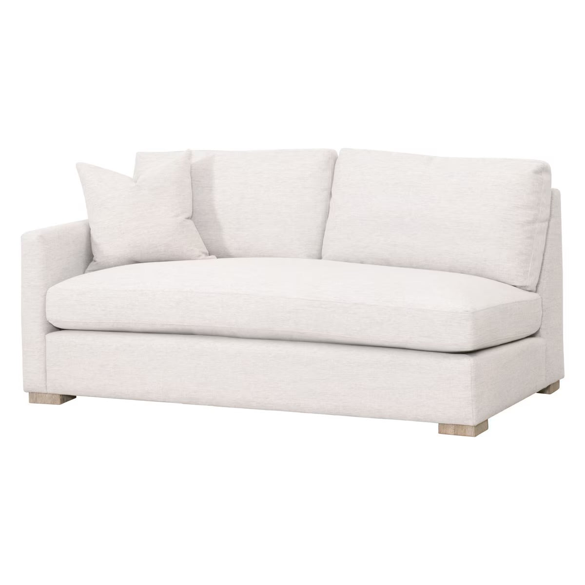 Essentials For Living Clara Modular 2-Seat Left Slim Arm Sofa ~ Performance Stone Basketweave, Natural Gray Oak - Image 3