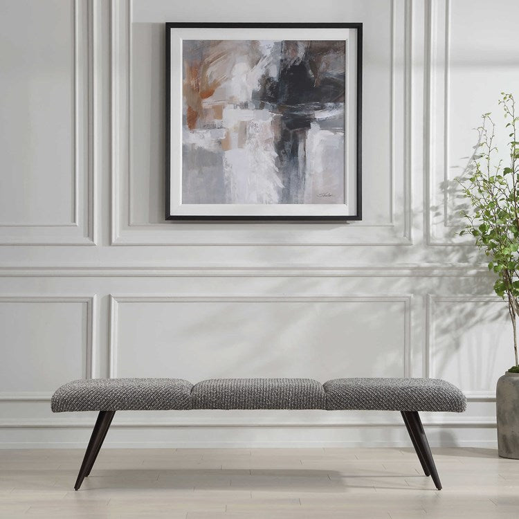 Uttermost Bowtie Charcoal Boucle Fabric Bench - Image 1