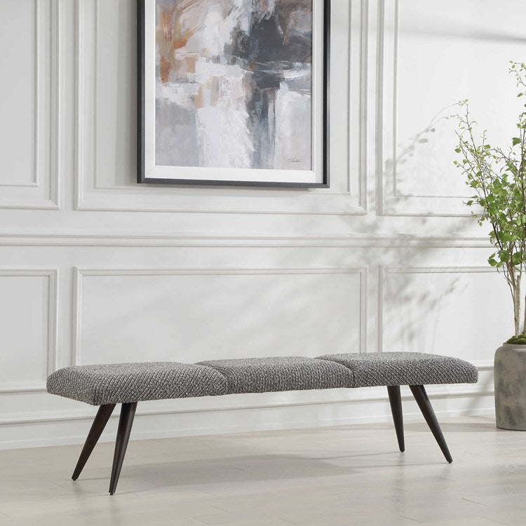 Uttermost Bowtie Charcoal Boucle Fabric Bench - Image 3