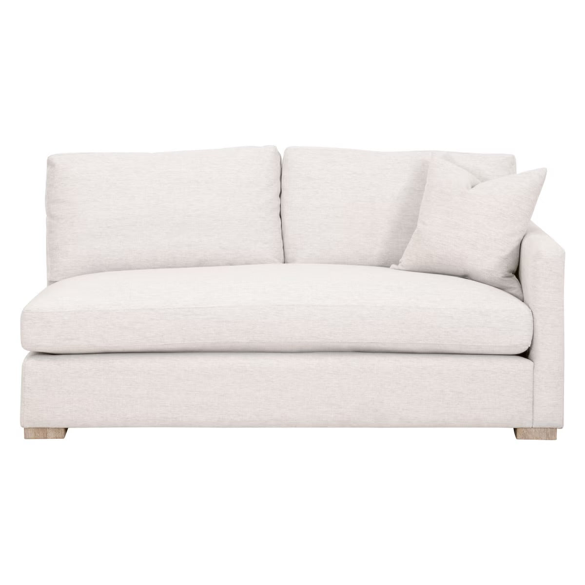 Essentials For Living Clara Modular 2-Seat Right Slim Arm Sofa ~ Performance Stone Basketweave, Natural Gray Oak