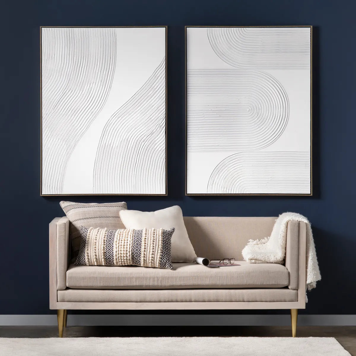 Crestview Collection White Ways Wall Art ~ Set Of 2 - Image 1