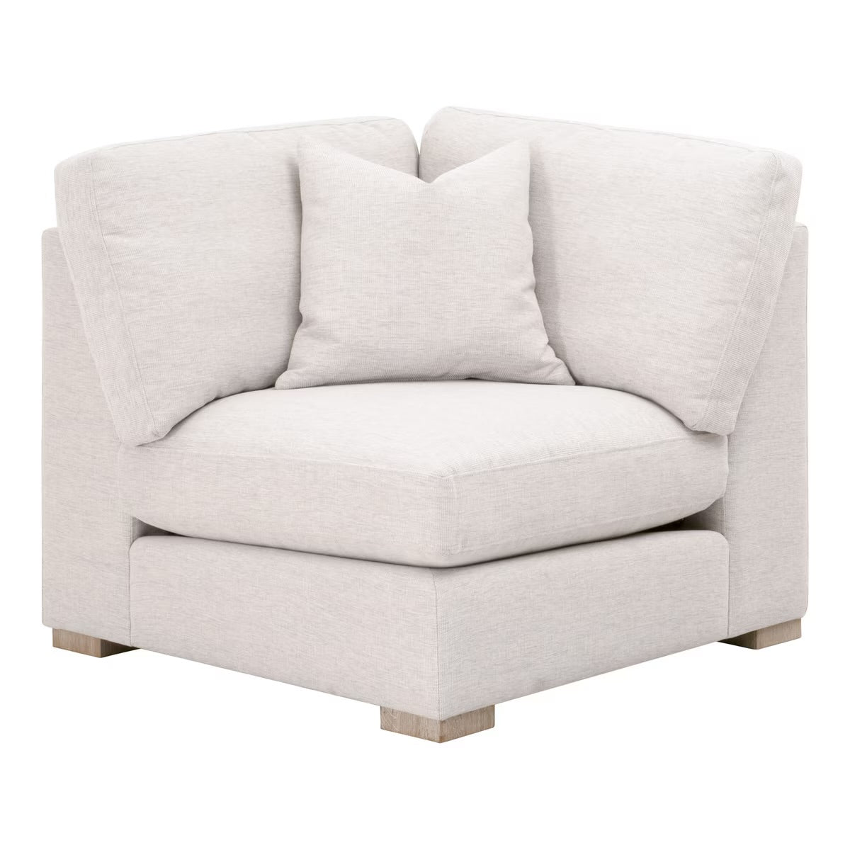 Essentials For Living Clara Modular Corner Chair ~ Performance Stone Basketweave, Natural Gray Oak