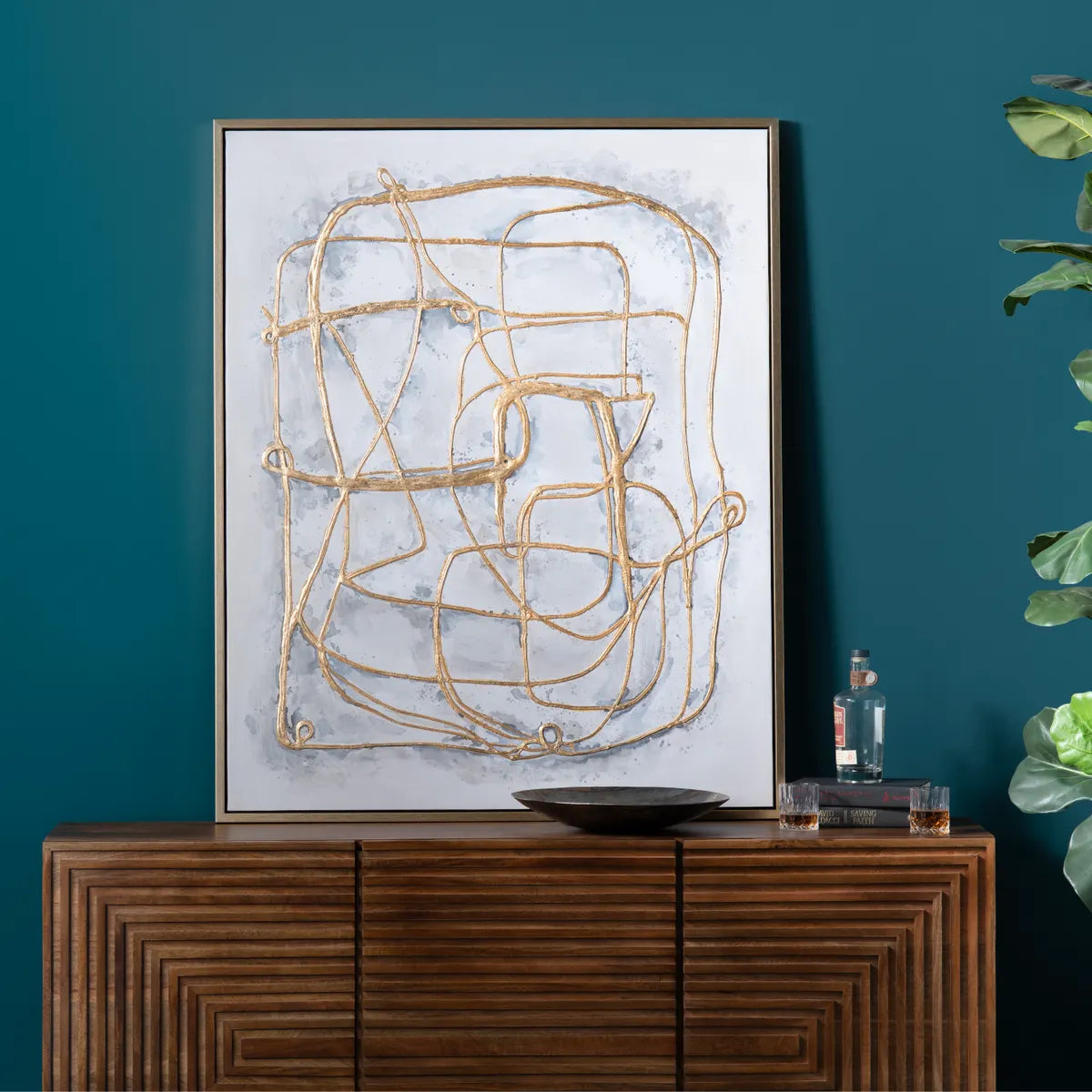 Crestview Collection Gilded Lines Gold Wall Art - Image 1