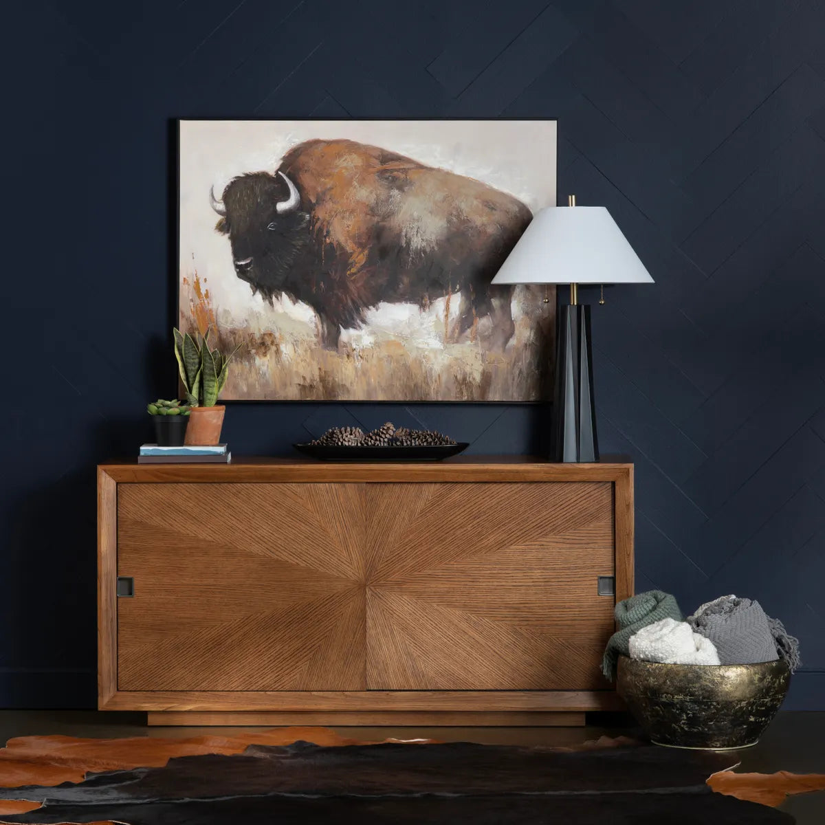 Crestview Collection Bolting Bison Hand Finished Wall Art - Image 1