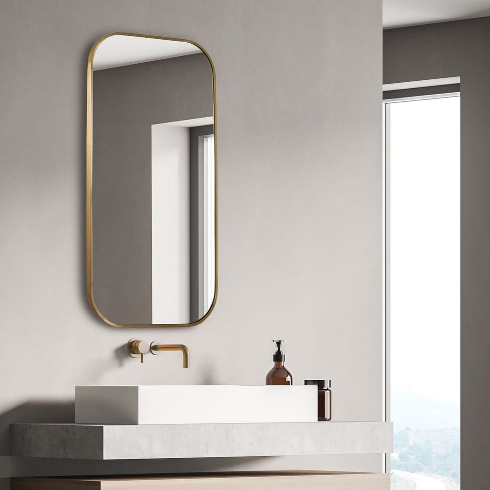 Uttermost Taft Plated Antique Brass Mirror - Image 3