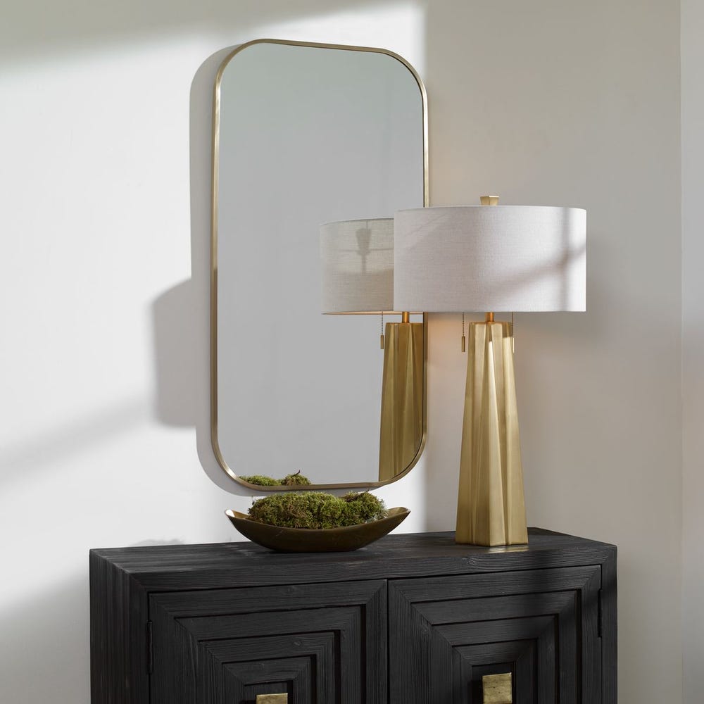 Uttermost Taft Plated Antique Brass Mirror - Image 1