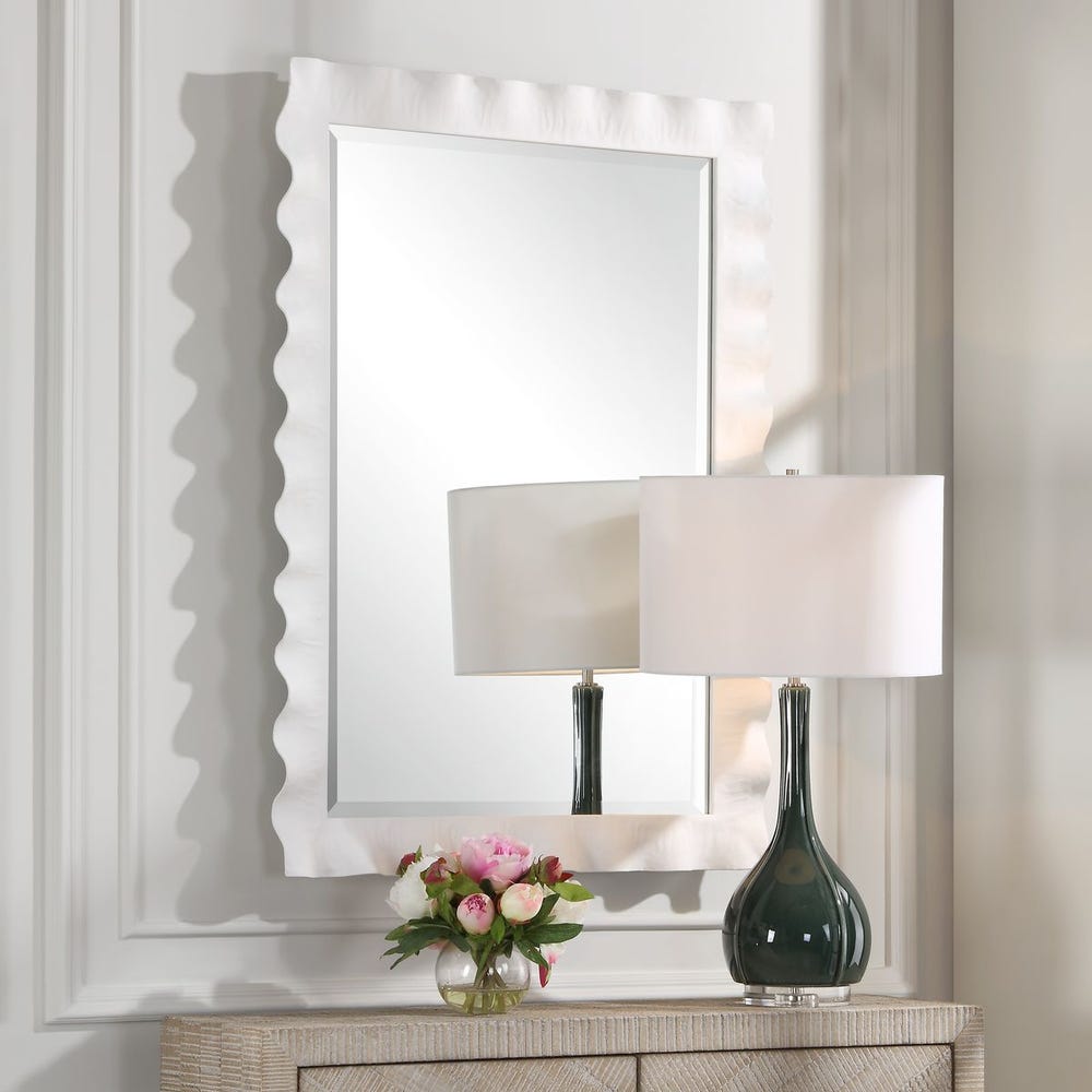 Uttermost Haya Semi-White Glossed Scalloped Mirror - Image 2