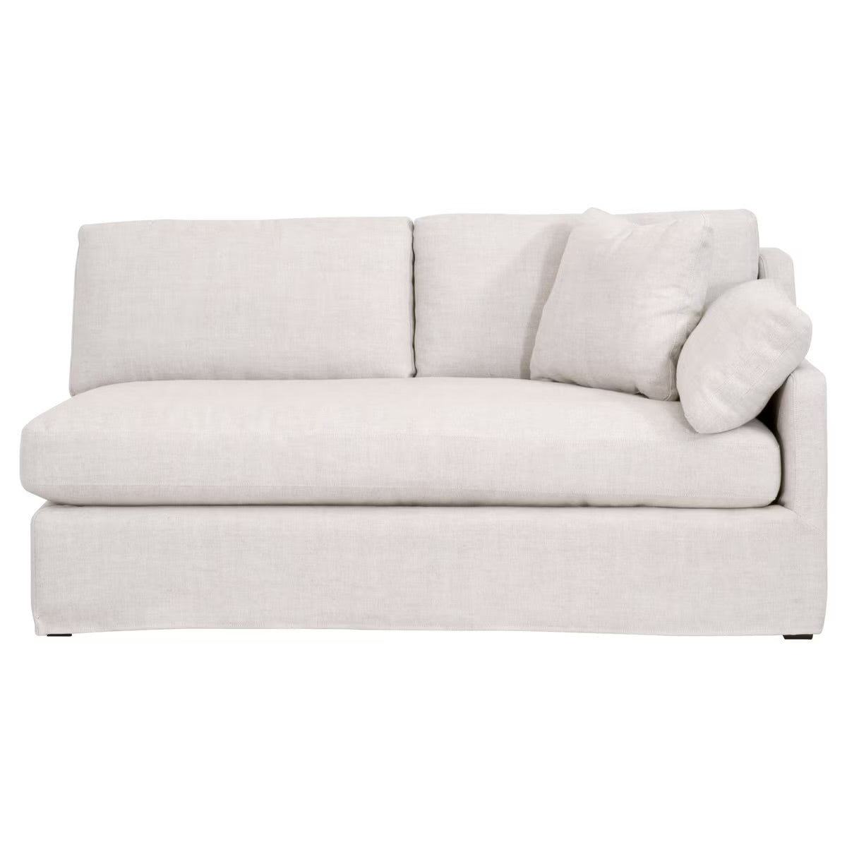 Essentials For Living Lena Modular Slipcover 2-Seat Right Slope Arm Sofa ~ Bisque, Espresso