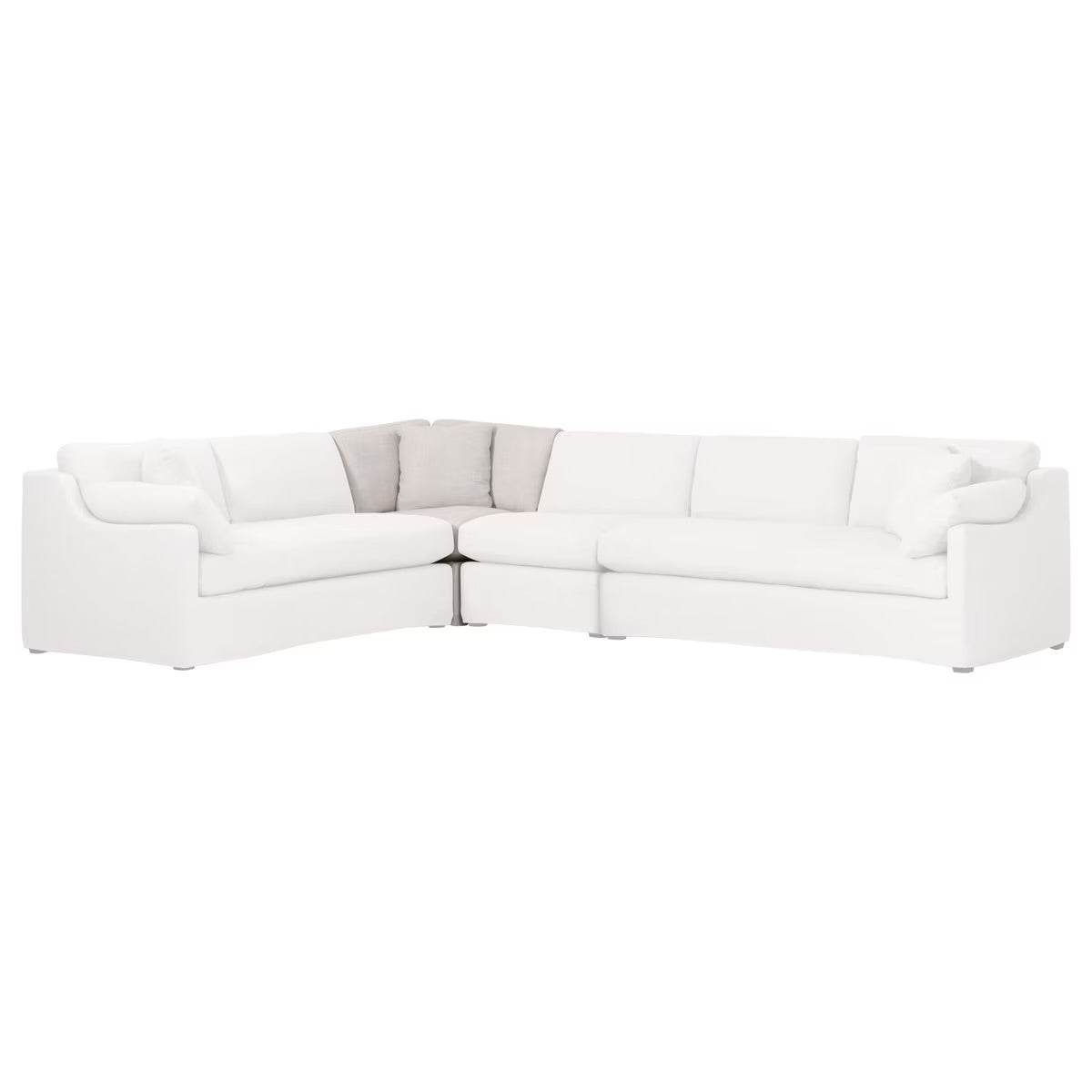 Essentials For Living Lena Modular Slipcover Corner Chair ~ Bisque, Espresso - Image 3