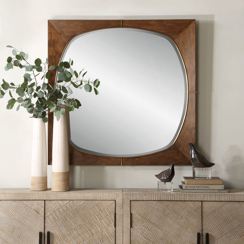 Uttermost Garonne Solid Pine Wood Square Mirror - Image 1