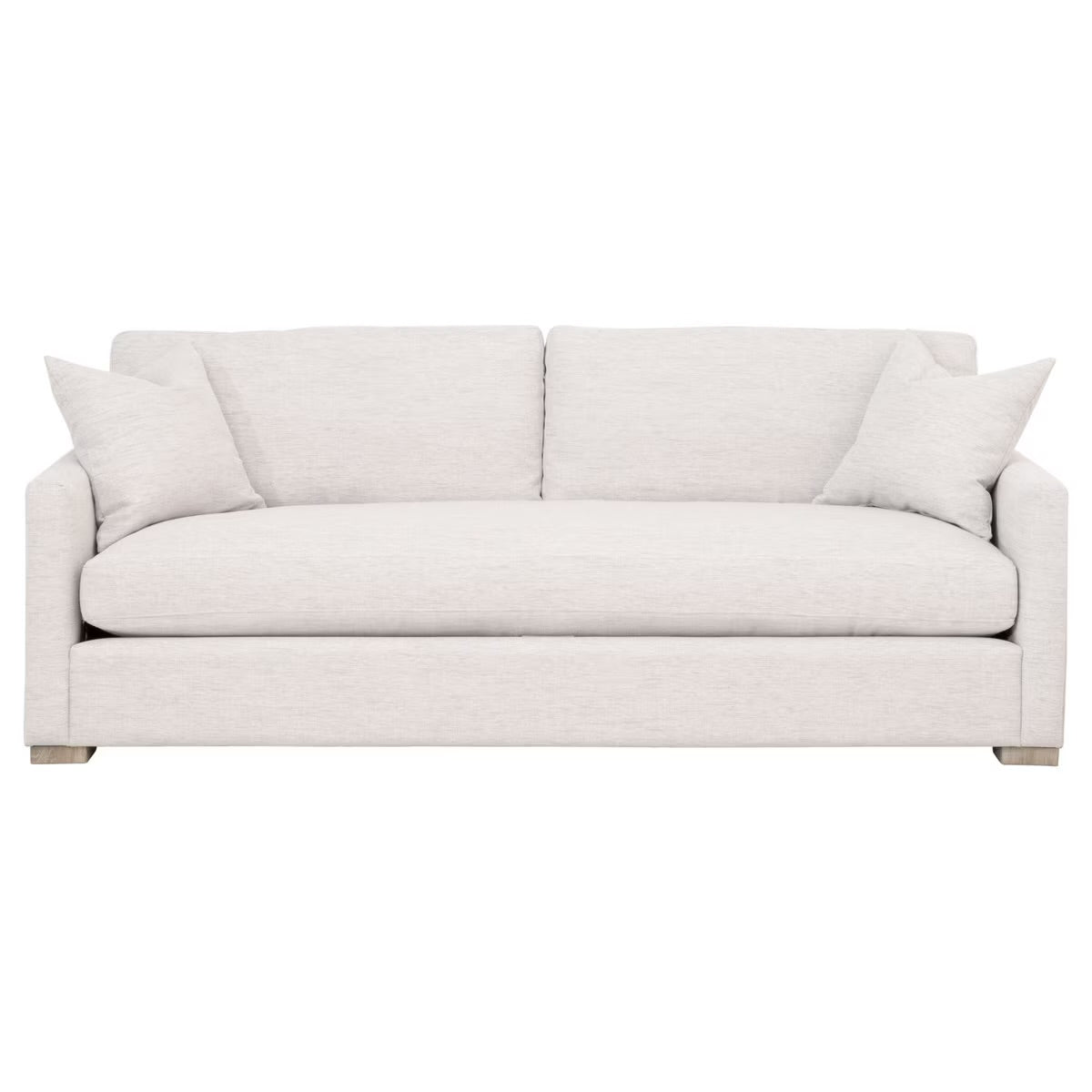 Essentials For Living Clara 86” Slim Arm Sofa ~ Performance Stone Basketweave, Natural Gray Oak