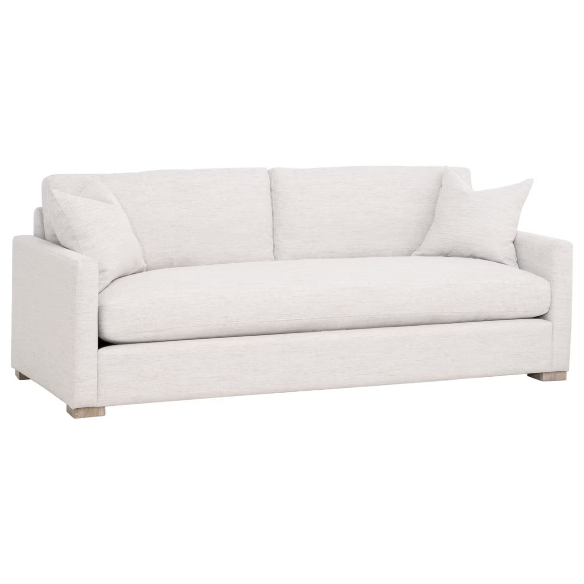 Essentials For Living Clara 86” Slim Arm Sofa ~ Performance Stone Basketweave, Natural Gray Oak - Image 2