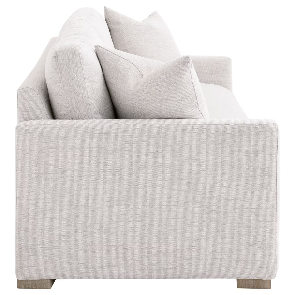 Essentials For Living Clara 86” Slim Arm Sofa ~ Performance Stone Basketweave, Natural Gray Oak - Image 3