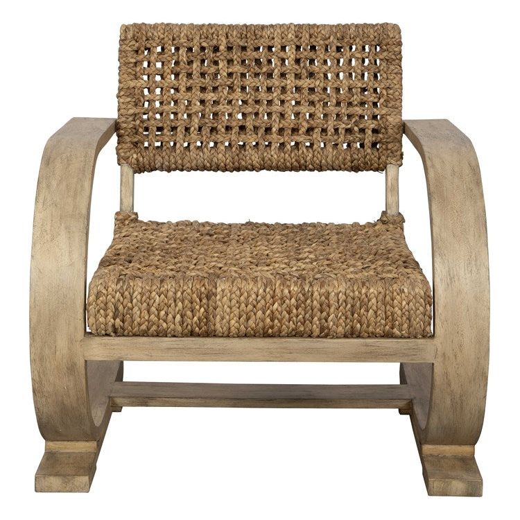 Uttermost Rehema Modern Bohemian Natural Woven Seat with Curved Driftwood Frame Accent Armchair - Image 2