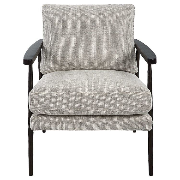 Uttermost Sebastian Ivory and Beige Fabric With Dark Bronze Iron Accent Chair - Image 2