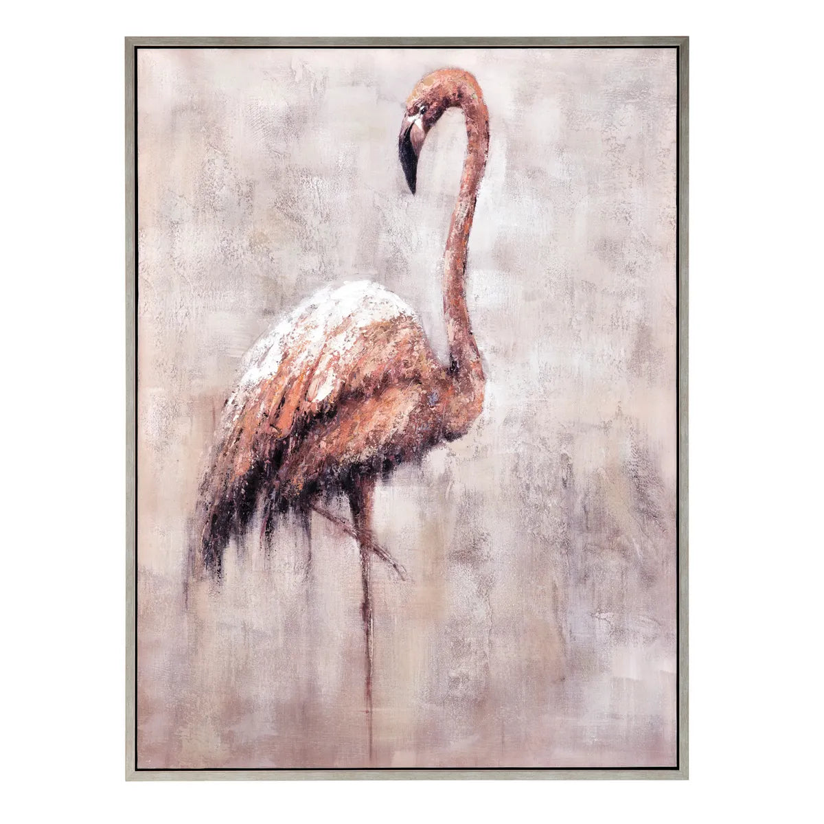 Crestview Collection Single Flamingle Hand Painted Canvas Wall Art - Image 1