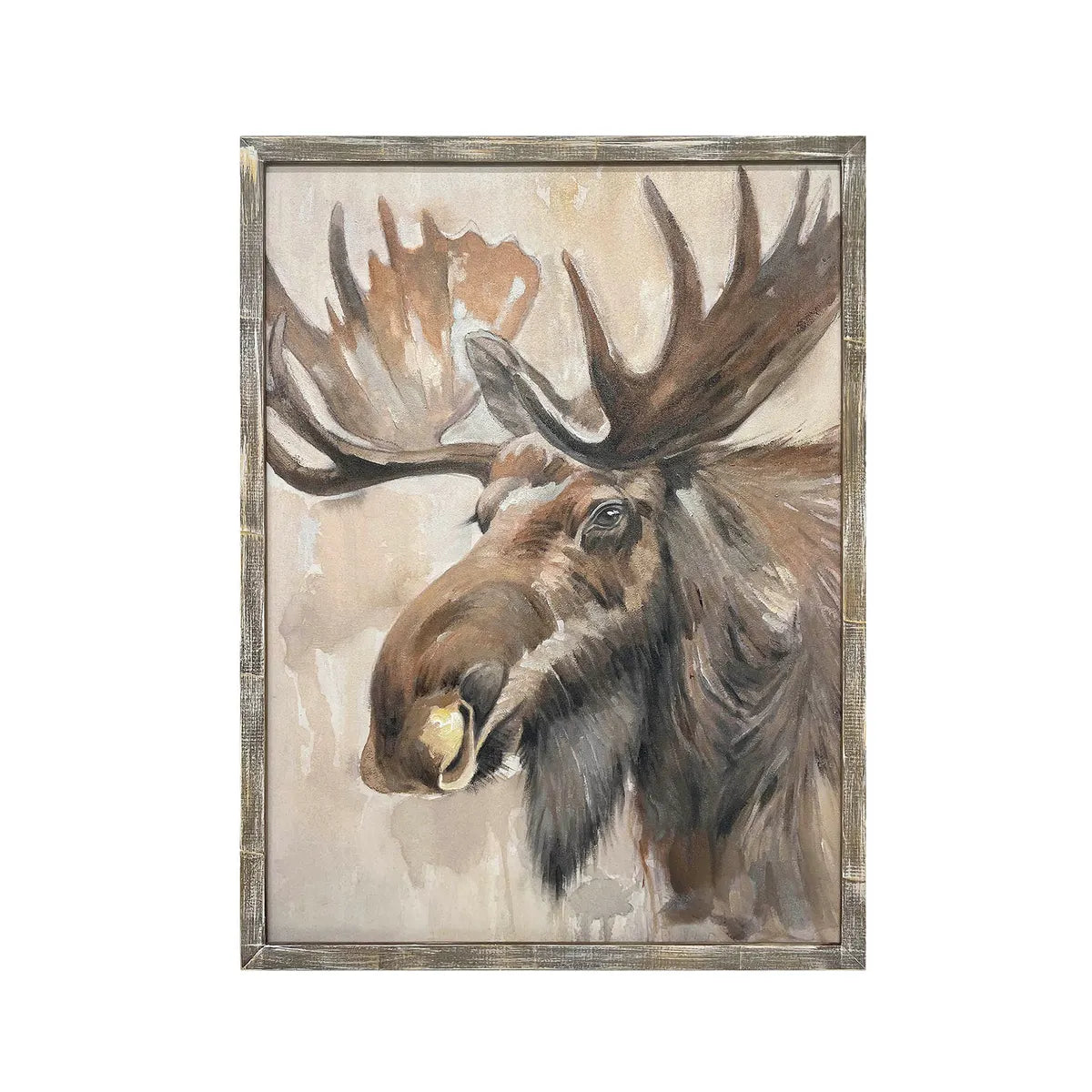 Crestview Collection Moose Stare Hand Painted Wall Art - Image 1