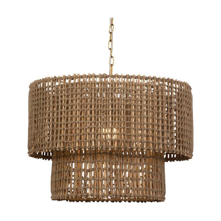Uttermost Biswas Natural Woven Jute Rope Two Tier Shade Pendant Light - Image 2