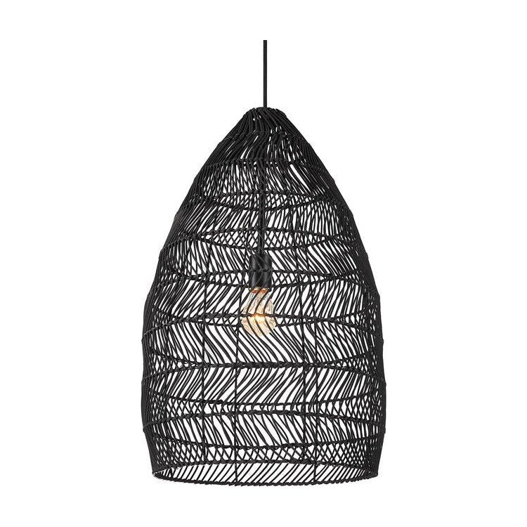Uttermost Nandi Woven Rattan Matte Black Shade Pendant Light - Image 1