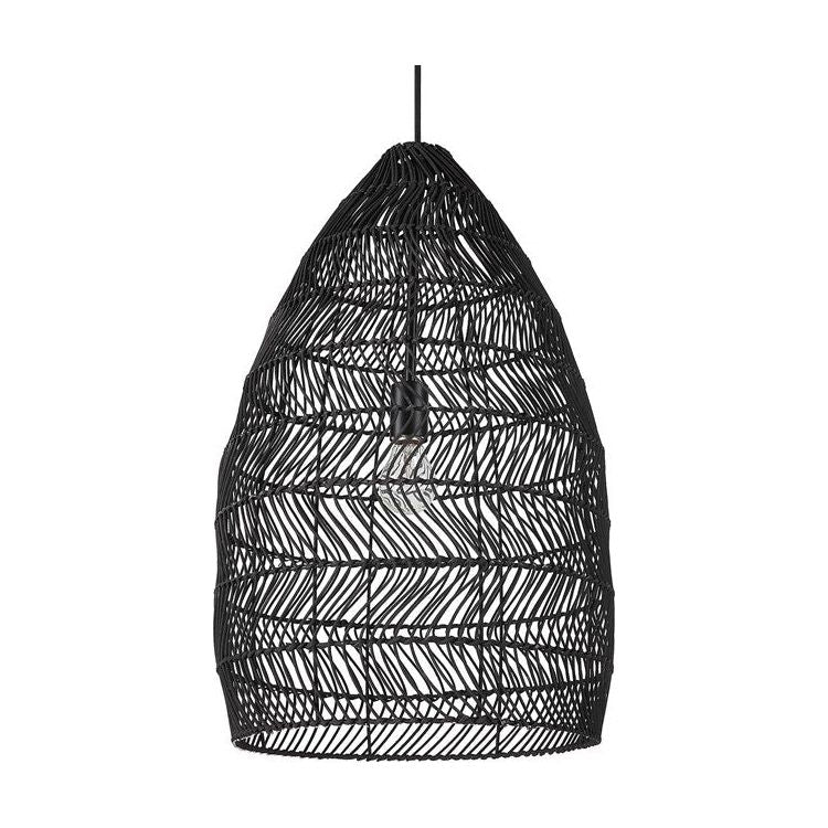 Uttermost Nandi Woven Rattan Matte Black Shade Pendant Light - Image 2