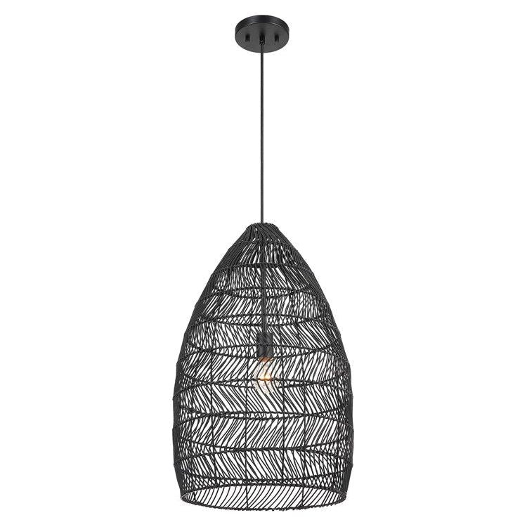 Uttermost Nandi Woven Rattan Matte Black Shade Pendant Light - Image 3