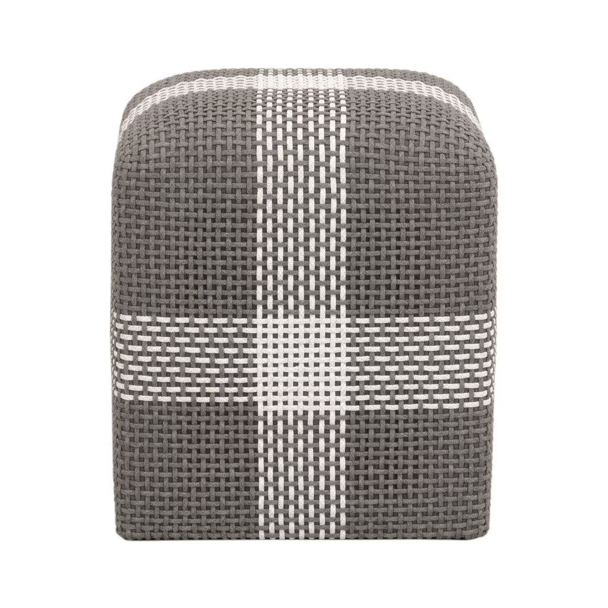 Essentials For Living Cross Accent Cube ~ Dove Flat Rope, White Speckle Stripe - Image 2
