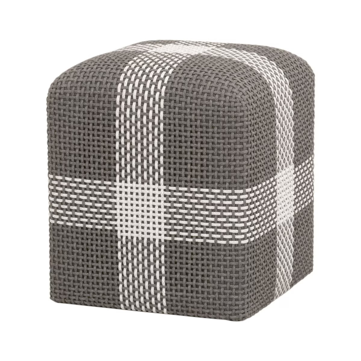 Essentials For Living Cross Accent Cube ~ Dove Flat Rope, White Speckle Stripe - Image 3
