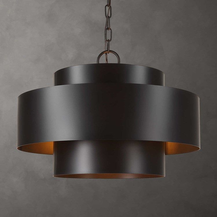 Uttermost Youngstown Dark Bronze Inter-Stacked Cylinders 4 Light Pendant - Image 1