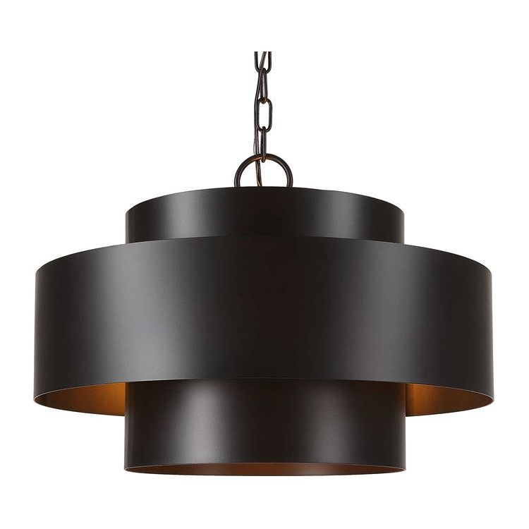 Uttermost Youngstown Dark Bronze Inter-Stacked Cylinders 4 Light Pendant - Image 2