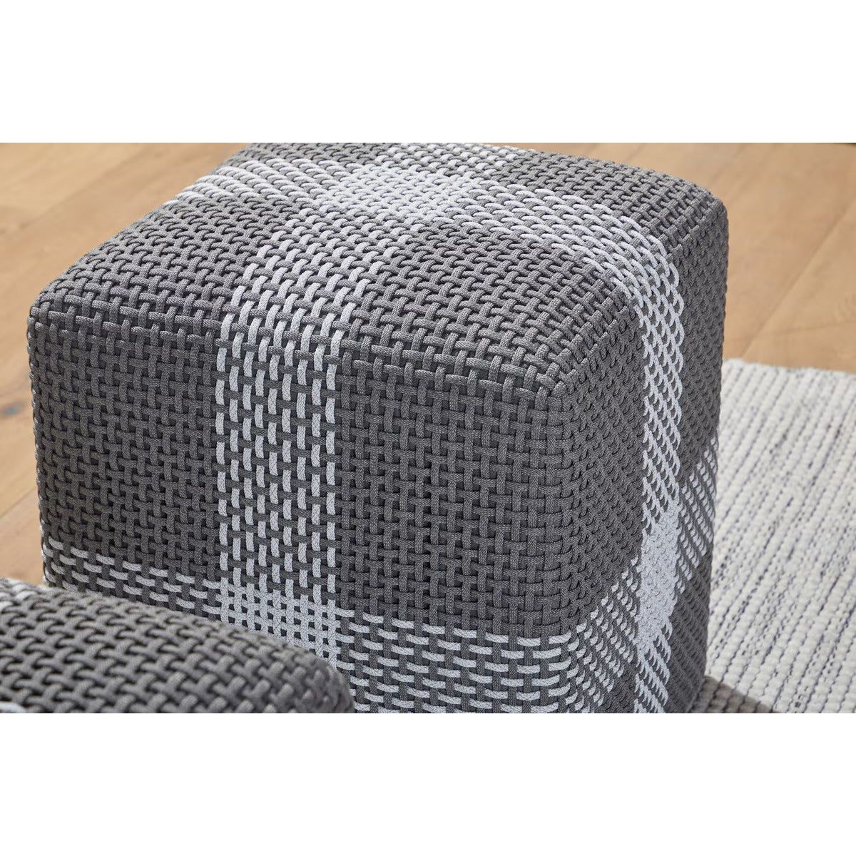 Essentials For Living Cross Accent Cube ~ Dove Flat Rope, White Speckle Stripe
