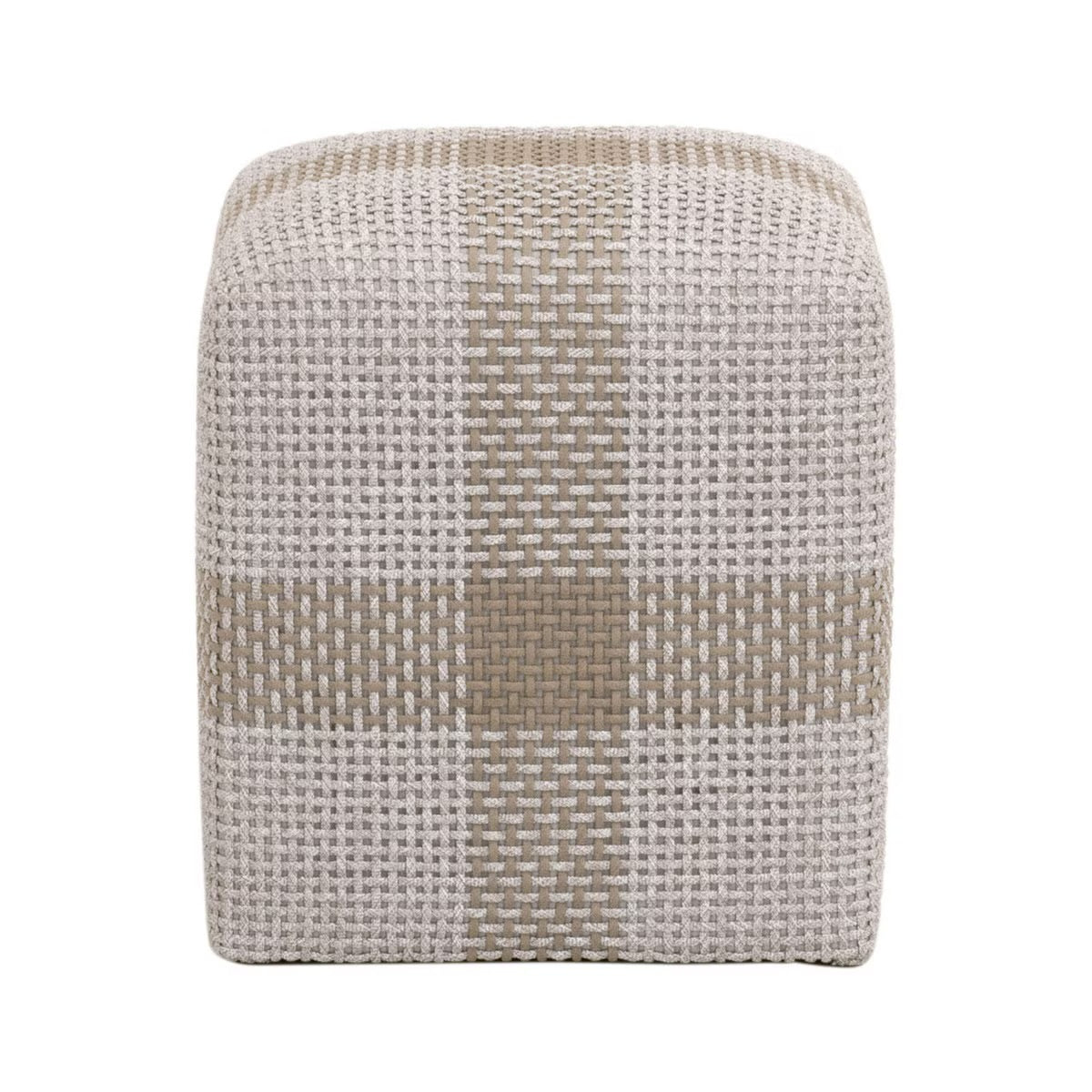 Essentials For Living Cross Accent Cube ~ Taupe & White Flat Rope, Taupe Stripe - Image 2