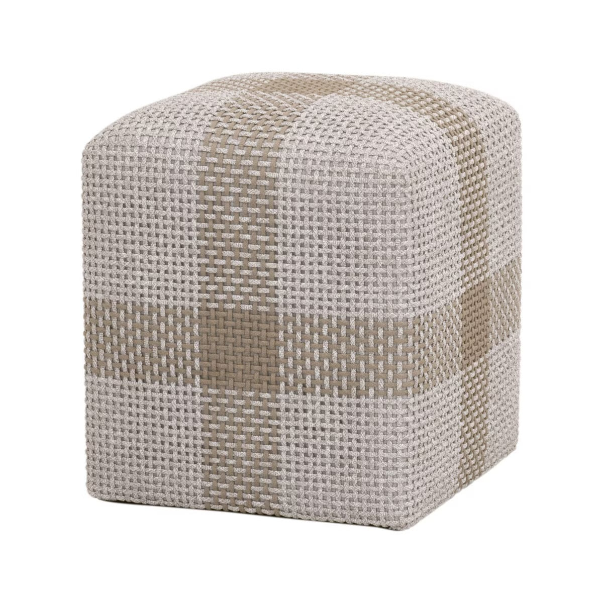 Essentials For Living Cross Accent Cube ~ Taupe & White Flat Rope, Taupe Stripe - Image 3
