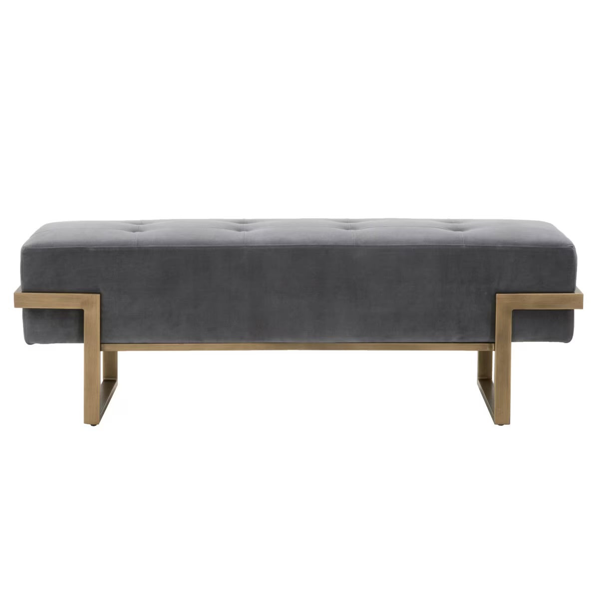Essentials For Living Fiona Upholstered Bench ~ Blush Gray Velvet And Brass - Image 1
