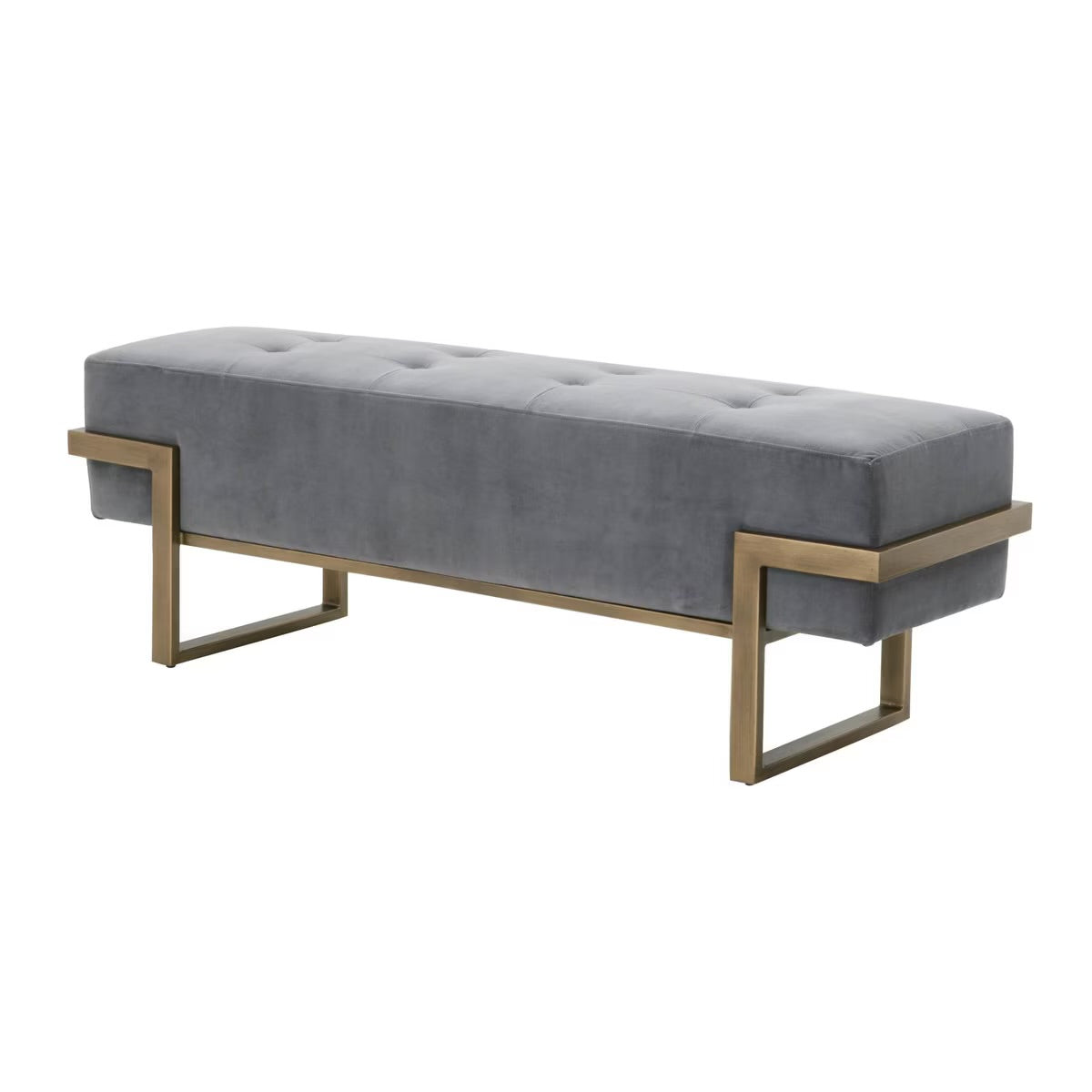 Essentials For Living Fiona Upholstered Bench ~ Blush Gray Velvet And Brass - Image 2