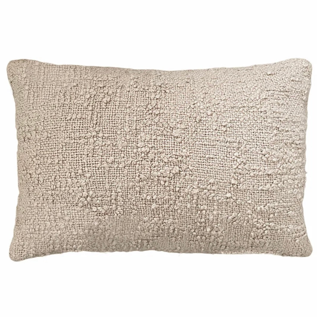 Anaya Home Cozy Cotton Beige Boucle Lumbar Pillow 14x20 With Down Insert ~ DREAMY BEDDING SALE ~ Limited Quantity - Image 2
