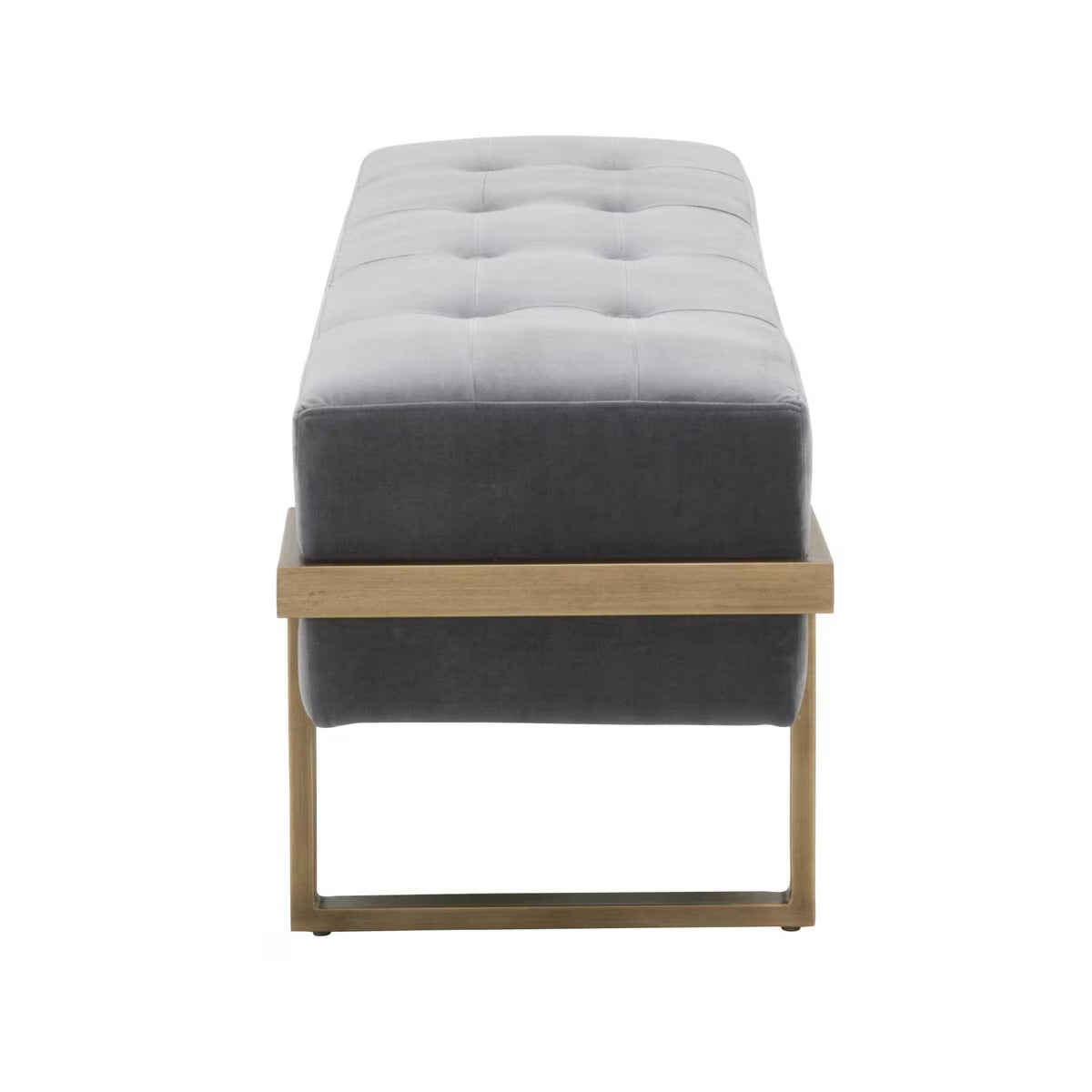 Essentials For Living Fiona Upholstered Bench ~ Blush Gray Velvet And Brass - Image 3