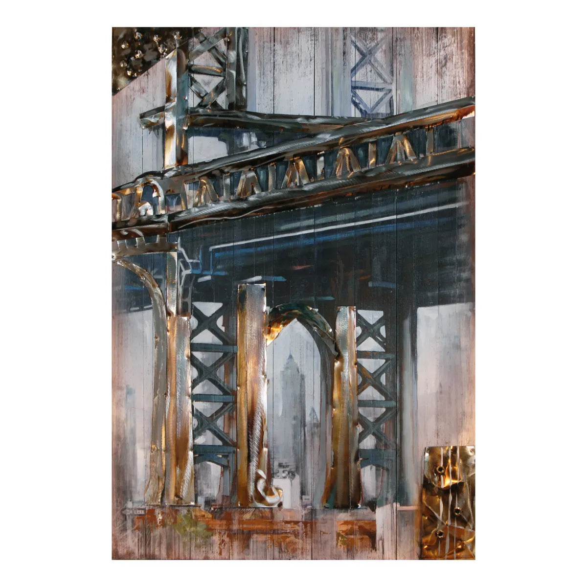 Crestview Collection Bridge Wood Panel Wall Art - Image 1