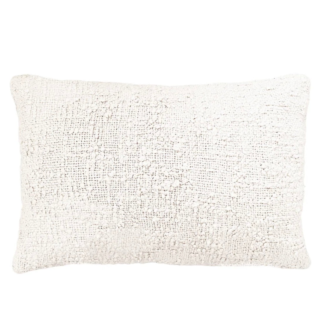 Anaya Home Cozy Cotton White Boucle Lumbar Pillow 14x20 With Down Insert - Image 2