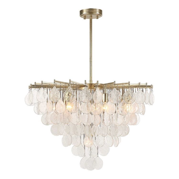 Uttermost Goccia Tear Drop Seeded Glass with Silver Leaf Accents Large 8 Light Pendant - Image 3