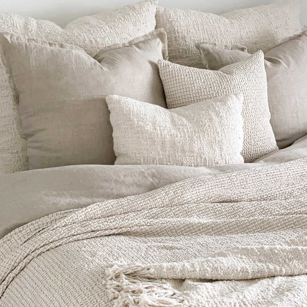 Anaya Home Cozy Cotton White Boucle Lumbar Pillow 14x20 With Down Insert - Image 1