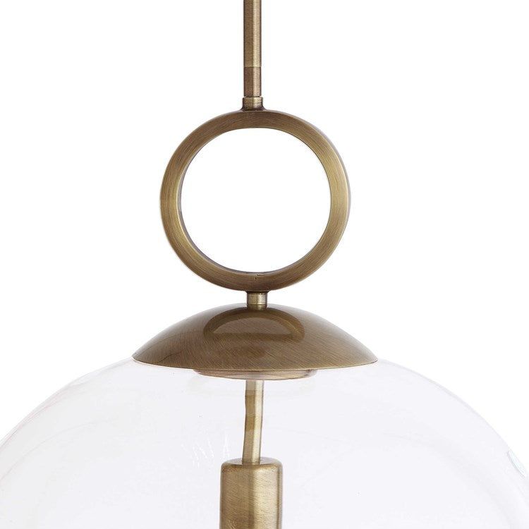 Uttermost Calix Extra Large Clear Blown Glass With Aged Brass Accents Pendant Light - Image 3