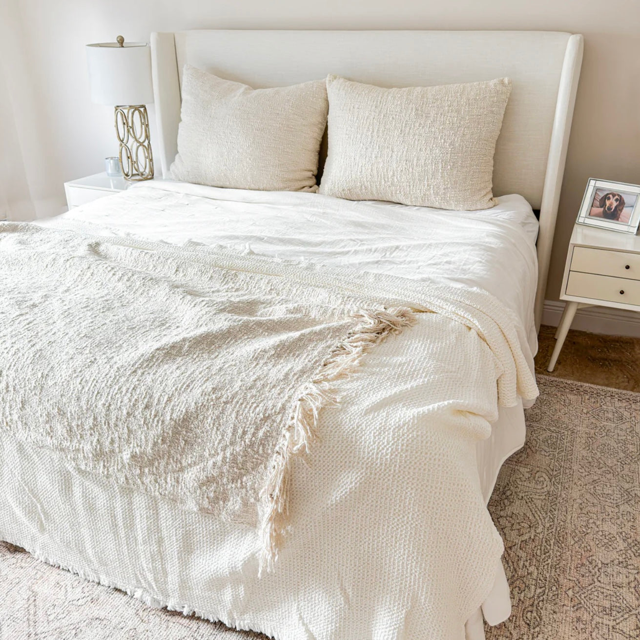 Anaya Home Cozy Cotton White Boucle Dutch Euro Pillow 28x36 With Down Insert ~ SOLD OUT - Image 1