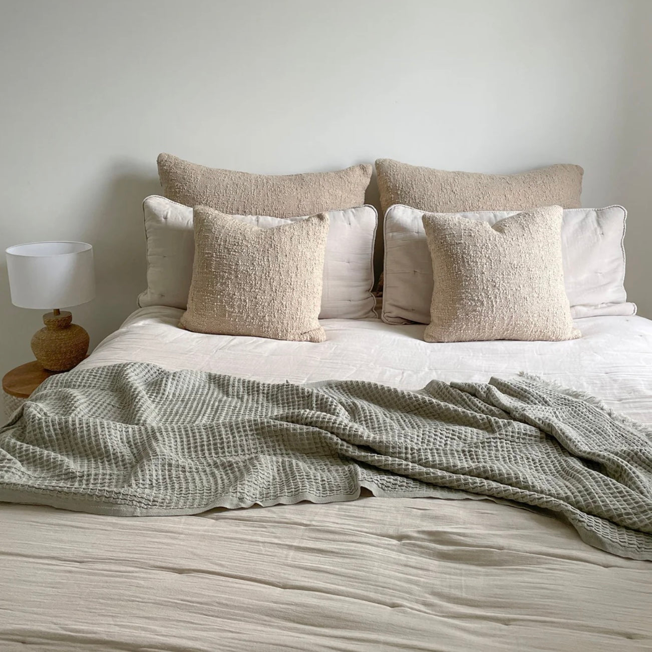 Anaya Home Cozy Cotton Beige Boucle Dutch Euro Pillow 28x36 With Down Insert ~ DREAMY BEDDING SALE ~ Limited Quantity - Image 2